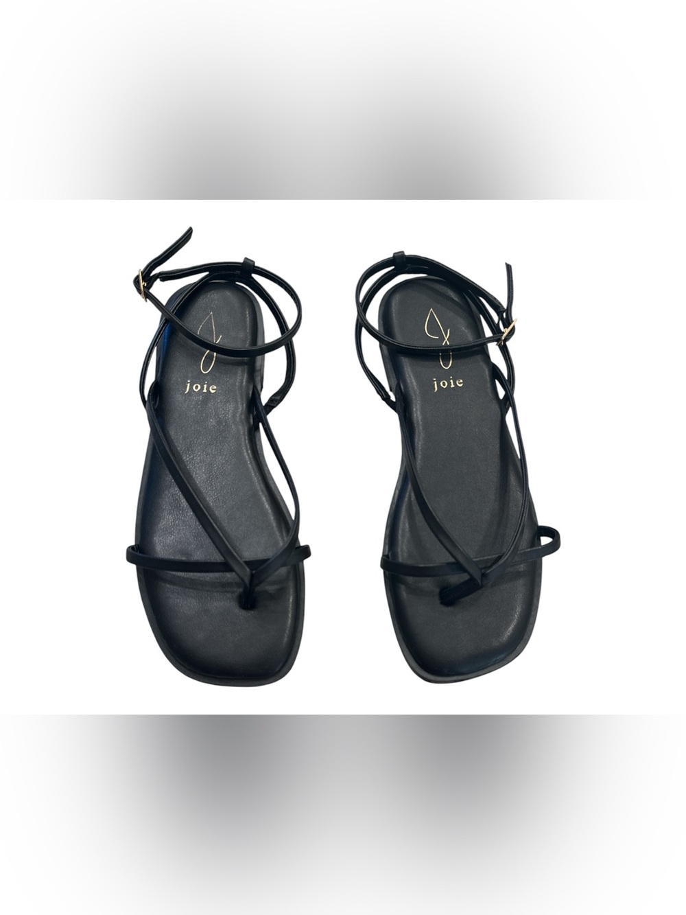 Joie Black Strappy Flat Sandals with Ankle Strap - Size 7.5M